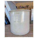Vintage #3 white-glazed stoneware crock with handles - 10-3/8”D x 10–/4” tall