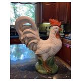 Beautifully detailed ceramic rooster - 14-1/2” tall - needs spot cleaned from sitting on top of kitchen cabinets - some of the brown is actual coloring of item