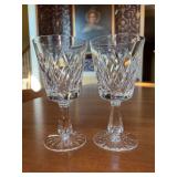 Set of (2) Waterford Crystal Water Goblets with Diamond Cut Design - 6-3/4” tall