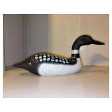 Handcrafted Stoney Point Decoys solid wood loon decoy with glass eyes - one small blemish - 16” long x 7-1/2 tall (#52072)