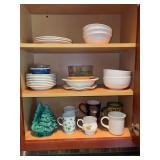 Contents of kitchen cabinet - miscellaneous dinnerware - Mikasa, Pfaltzgraff, Certified International and more