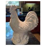 Beautifully detailed white ceramic rooster - 14-1/2” tall
