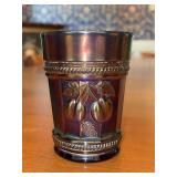 Northwood Electric Blue Iridescent PEACH Pattern Carnival Glass Tumbler