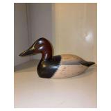 Handcrafted Stoney Point Decoys solid wood Canvasback decoy with glass eyes - 14-1/2” long x 7-1/2 tall (#08852)