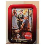 Metal Coca-Cola Serving Tray - image was taken from the archives of a cardboard poster used for window displays in 1952 - 17-1/2 x 12-3/4