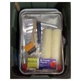 Tote full of painting supplies - including new paint kits
