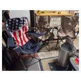 Grouping of portable folding chairs - 2 in bags, 1 without bag