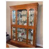 Pulaski Light Oak Curio China Cabinet w/Plate glass shelves - it is lighted and needs bulbs - 55 x 11-1/2 x 76-1/2 tall