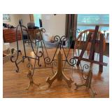 Grouping of easels - 5” tall to 16-1/2” tall - wood, brass, cast iron and metal