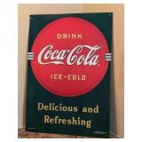 Licensed Coca-Cola collectible metal sign - 11-3/4 x 16-3/4 - one tiny scratch