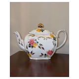 Sadler England Cubed Pink And Yellow Rose Vintage Porcelain Teapot