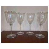 Set of (4) Laurin Gold Collection Wine Glasses by Gorham Crystal - 7-3/4” tall