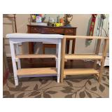 (2) Handcrafted 3-tiered wooden floor shelf - 23 x 8 x 25 tall and 24 x 11-1/4 x 25 tall