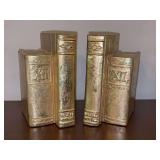 Set of (2) Vintage CBK Gold Leaf Accent Book Bookends - 4-1/4” wide x 6-1/4” tall