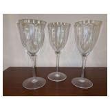 Set of (3) Laurin Gold Collection Wine Glasses by Gorham Crystal - 7-1/4” tall