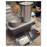 Grouping of grilling, baking  & deep frying accessories - pots, pans, baskets and more