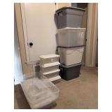 Grouping of all sizes/shapes storage containers - most with lids, some without