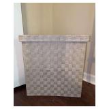 Cloth basketweave lidded hamper - 17-1/4 x 13 x 18 tall