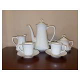 7-pc. Porcelain Chodziez Poland Tea Set - includes teapot, (2) cups/saucers, creamer & lidded sugar bowl