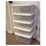 Grouping of (5) various size clear storage containers with lids