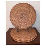 Set of (4) round Handwoven rattan placemats - 15-1/2”D