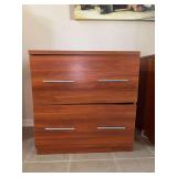 2-drawer wooden file cabinet - 29 x 20-1/2 x 30 tall - bottom drawer has been repaired but slides as normal