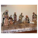Grandeur Noel 9-piece Porcelain Collector’s Edition Antique Finish Nativity - one wiseman needs repair but otherwise in really good condition - from 3-1/2” to 10-1/4” tall