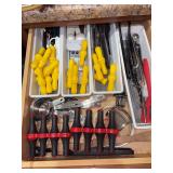 Contents of (3) kitchen drawers - mix & match flatware, kitchen knives, can openers, corn-in-the-cob holders & more
