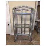 Satin silver finish metal bathroom towel rack - 17-1/2 x 10-3/4 x 36-1/4 tall
