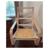 IKEA POÄNG armchair frame shown in a light wood finish - no cushion(s) - 26-3/4 x 20 x 14 tall to seat (38 tall overall)
