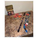(2) lanyards with collector pins & buttons and other collectible memorabilia