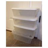 Grouping of (4) shoebox size storage containers with lids