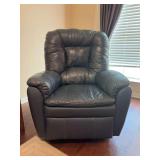 Lane Furniture faux blue leather manual recliner - reclines easily - 34-1/2 x 21 x 19 tall to seat (43 tall overall)