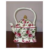Vintage English Teapot with Victorian Rose-like design - 9-1/2” tall