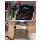 (2) air mattresses - tub contains Coleman Queen Double High - loose mattress is by Ozark Trail and size unknown - Coleman comes with an electric pump - condition of both is unknown but appear to be in