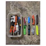 Grouping of various size utility knives