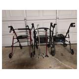 Grouping of handicap medical accessories - all 3 rollators need brake repair