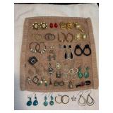 Grouping of earrings - wire, post-back - brooches, enhancers, stretchy back ring