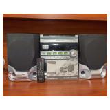 Vintage Philips Magnavox FW320C Mini Hi-Fi System featuring a 3-CD changer, dual cassette deck and matching detachable speakers - with remote and in working condition