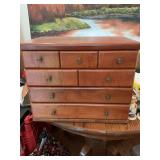 13” x 8” x 9” wooden four drawer jewelry box with jewelry making contents