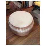 Abstract cushion poof with handle . 20“ x 16“