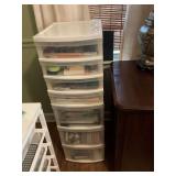 Seven drawer Gracious Living storage compartment with office and crafting supplies. 13” x 16 1/2” x 40 1/2”