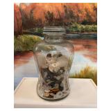 9 1/2 inch vintage jar with zinc lid and vintage buttons
