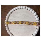 Vintage Italian micro mosaic gold tone five panel metal bracelet. 7 1/2” Italy