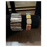 Minachi Bohemian, ceramic cube, colorful beaded stretch bracelet abalone stretch bracelet in earth toned colors