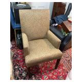 Ethan Alan Green and Brown leopard print chair. 24“ x 26“ seat height of 20 1/2 inches..