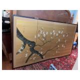 Antique Japanese art handpainted folding four panel screen/wall hanger ￼. 66“ x 36“.