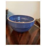 6 inch antique ribbed, glazed stoneware bowl