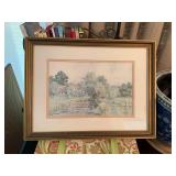 Paul Sawyier signed Print titled “The Old Homestead” ￼ 14” x 18 1/2”