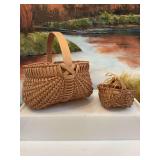 Two vintage buttocks bottom basket 7 1/2 inches wide and 3 1/4 inches wide